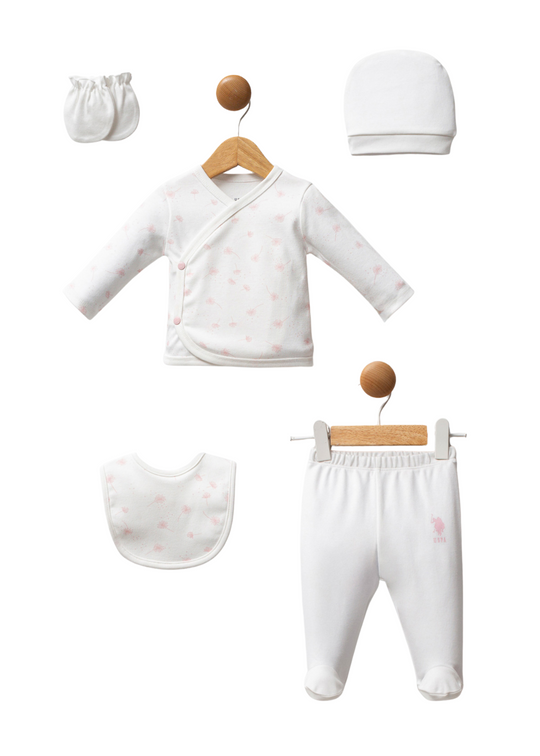 Set 5 Piese Crem cu Imprimeu Dandelion Roz USB2701 Us Polo Assn