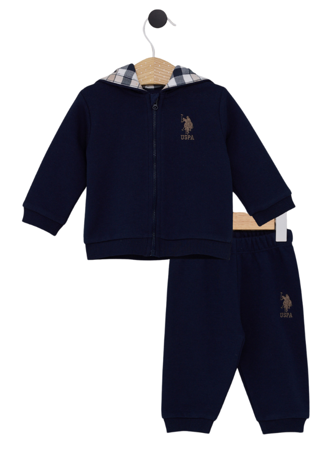 Trening 3 Piese Hanorac si Pantaloni Bleumarin si Bluza Crem USB2062 V1 Us Polo Assn