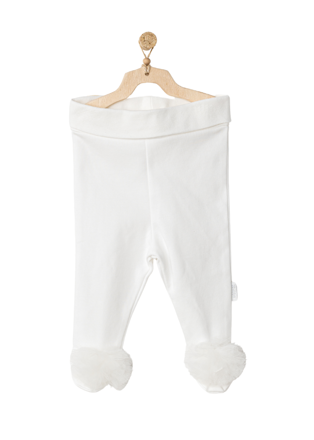 Set 4 Piese Crem Salopeta Bluza Pantaloni si Bentita cu Pampoane din Tulle AC24501 Andywawa