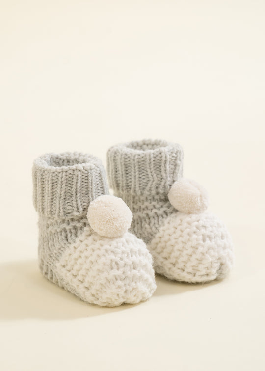 Botosi Tricotati Crem cu Gri 2207 Leo King