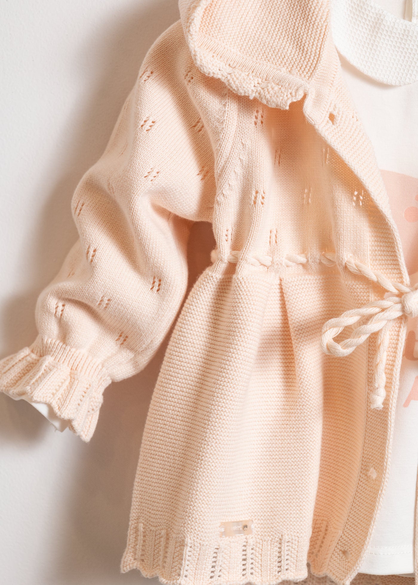 Set 3 Piese Jacheta si Pantaloni Lungi Tricotate Somon si Bluza Bumbac 8531 Leo King