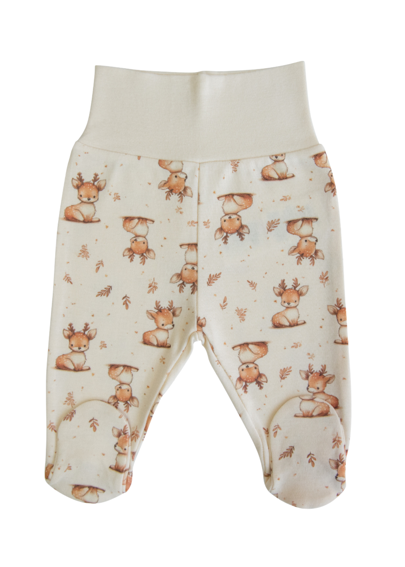 Set 5 Piese Nou Nascut din Bumbac Organic Bej cu Caprioare S60269 Kitikate