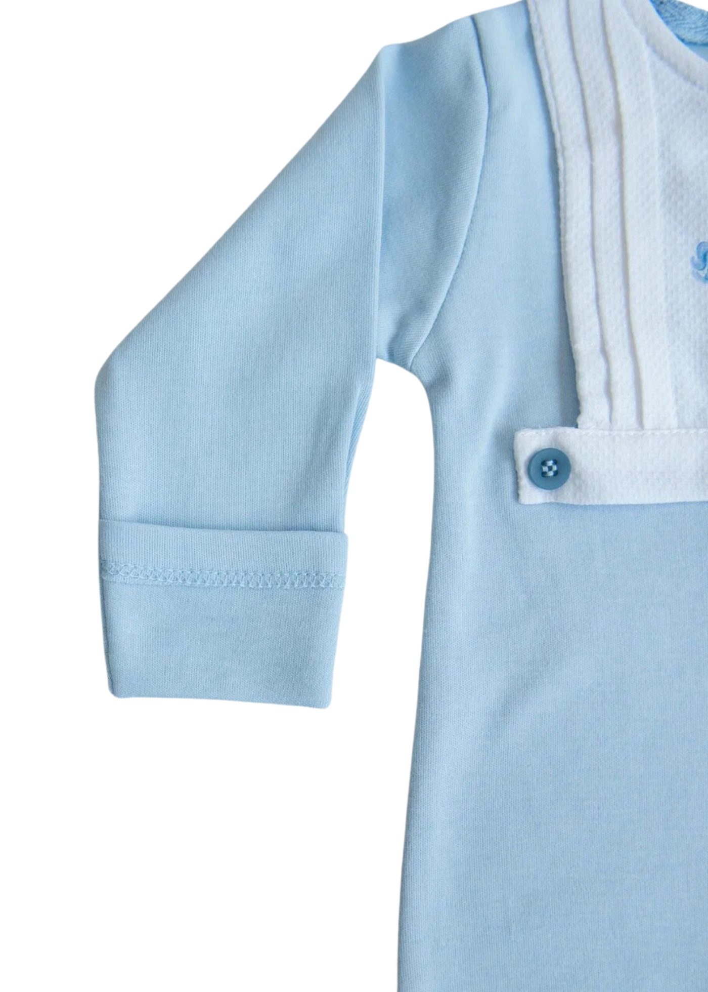 Set 2 Piese Bluza si Pantaloni Alb cu Bleu cu Caluti S60339 Kitikate