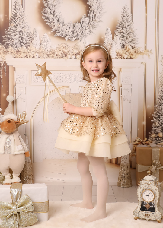 Lucia Tull Cappuccino Dress With Gold Sequins AnneBebe