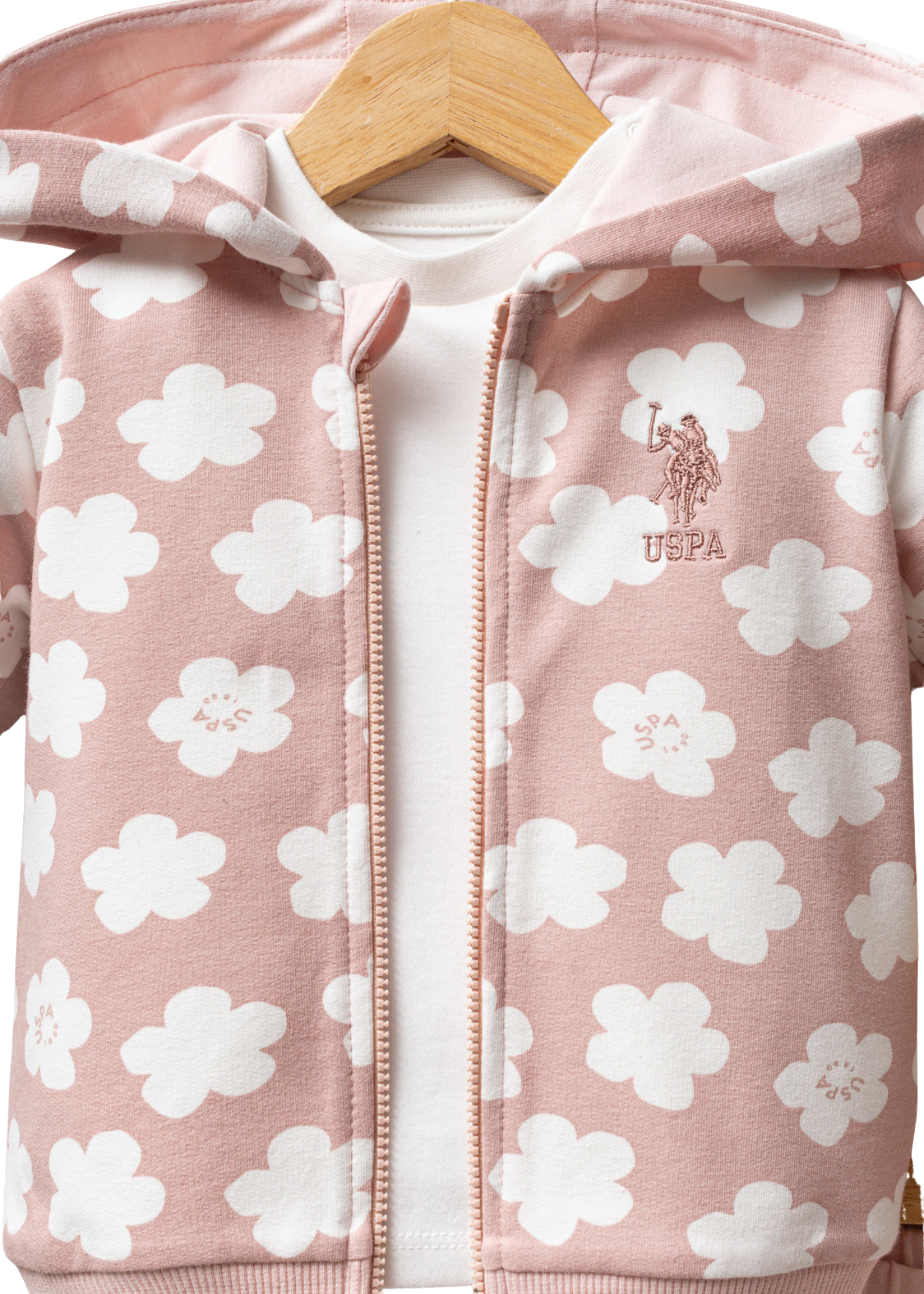 Trening 3 Piese Roz Pudra cu Flori USB2771 V1 Us Polo Assn