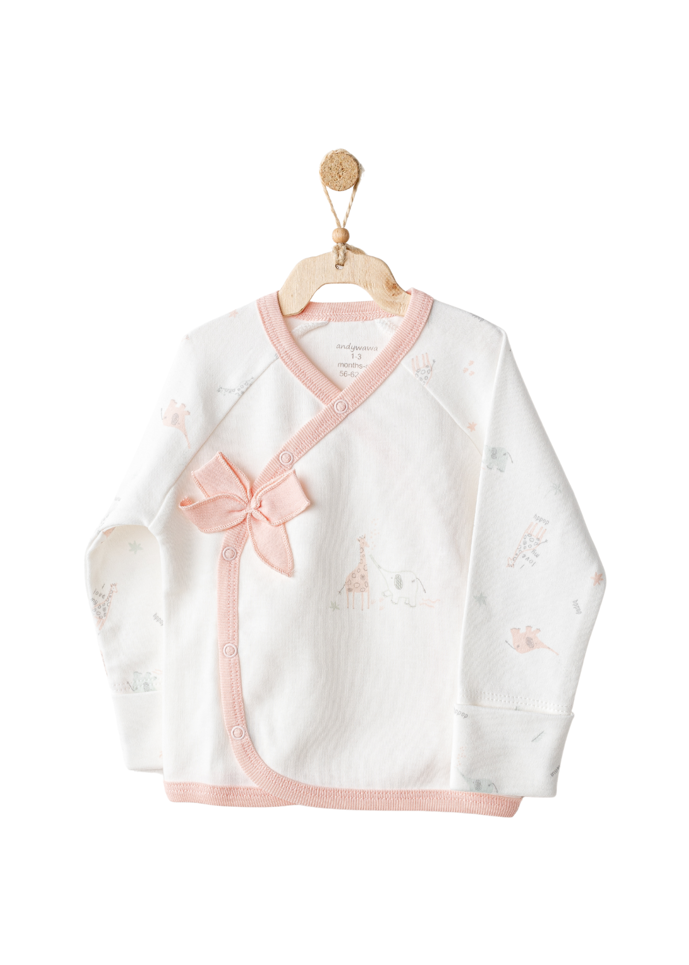 Set 5 Piese Nou Nascut Crem cu Roz cu Elefant AC25500 Andywawa