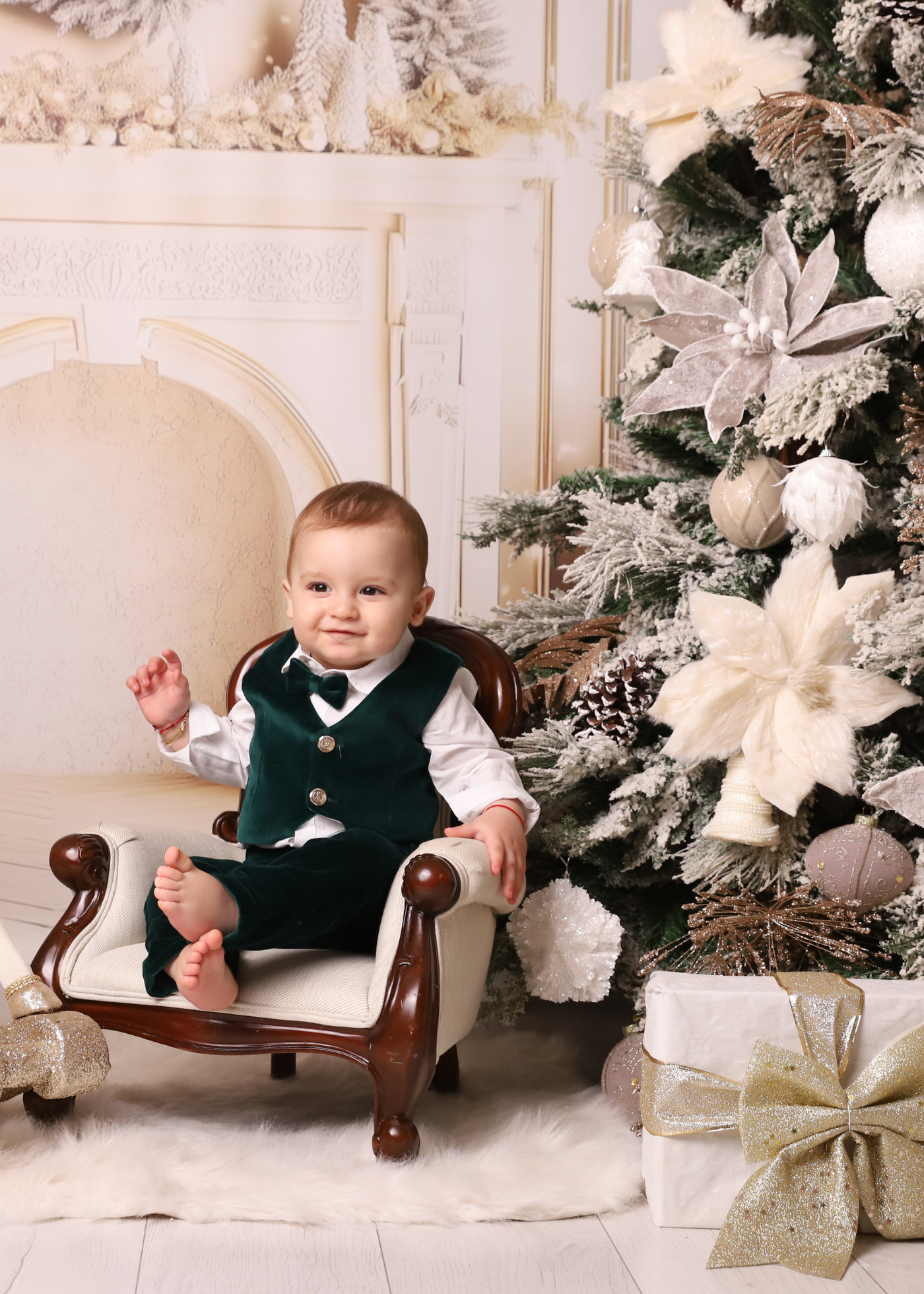 Costum Ayan Catifea Verde AnneBebe