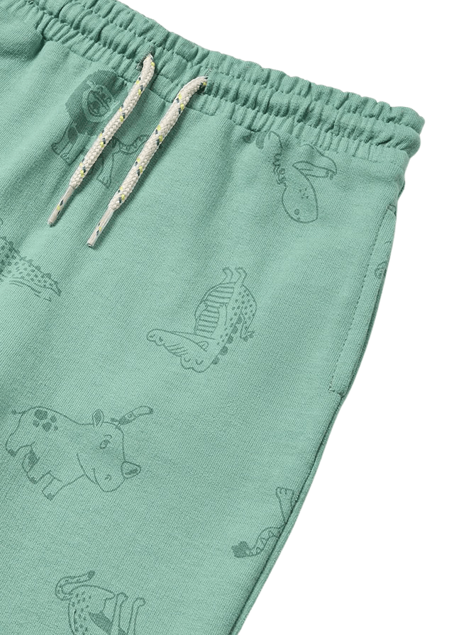 AnneBebe - Pantaloni Lungi Sport, Verde cu Imprimeu Animale pentru Baietei 1550 Mayoral