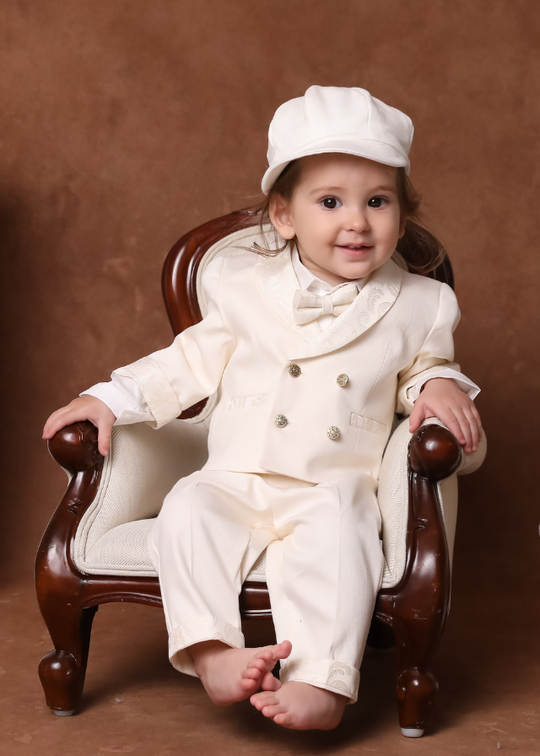 Costum Lucas Sacou Crem Cu Rever Brocard AnneBebe