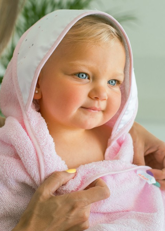 Hooded Towel 100x100 cm+Pink Elephant Bib 01227-02 Don Algodon