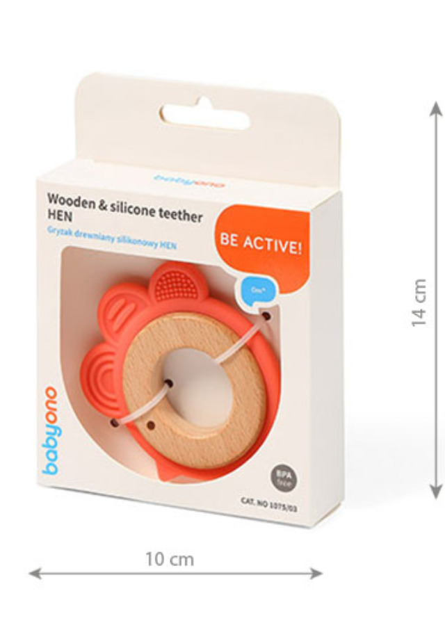 Inel Dentitie Silicon si Lemn Gaina Frez 1075/03 BabyOno - Camera Bebelusului