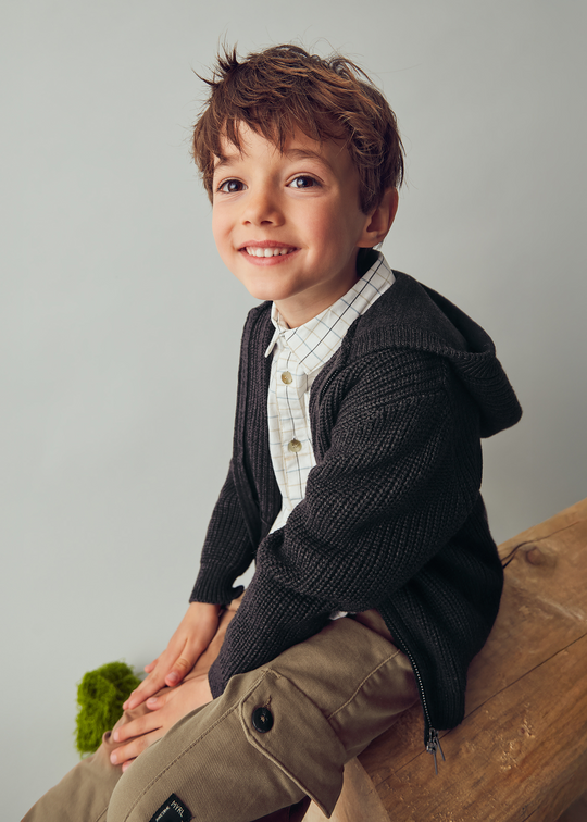 Dark Grey Knitted Hoodie with Hood 4386 Mayoral