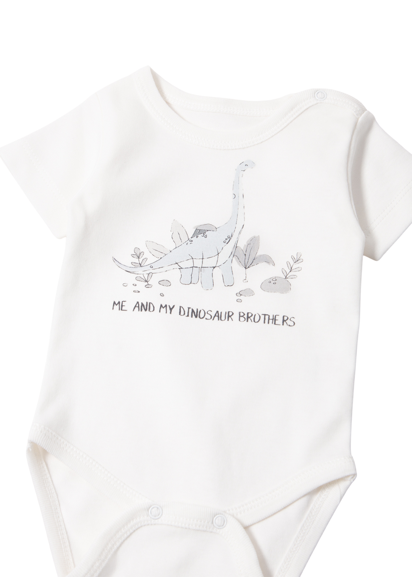 Set 3 Piese Crem cu Dinozauri Salopeta Lunga Body cu Maneca Scurta si Fes Z1042 Bebetto