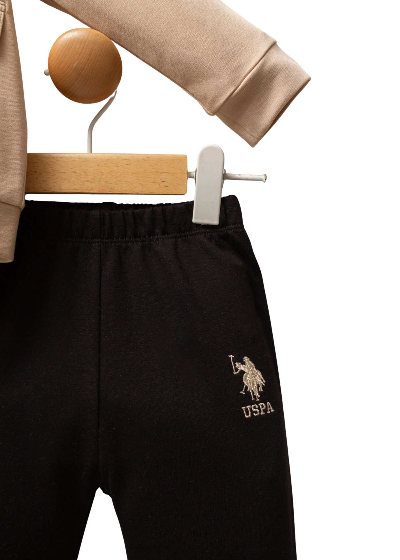 Set 3 Piese Jacheta Bej cu Fermoar Bluza Ivory si Pantaloni Lungi Bleumarin USB2549 V1 Us Polo Assn