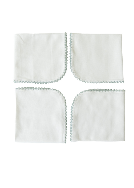 KitiKate Set of 4 Cream and Green Organic Cotton Handkerchiefs S76353