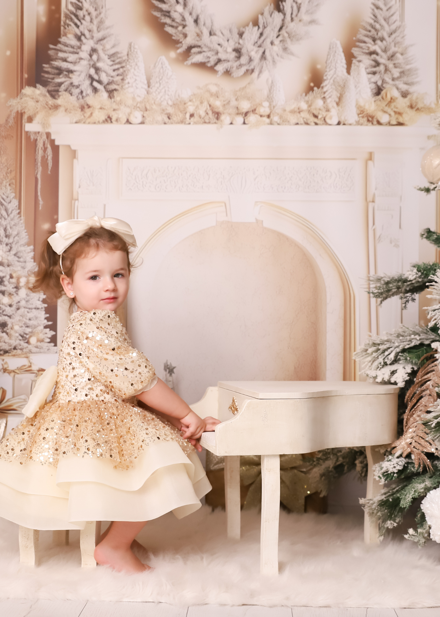 Lucia Tull Cappuccino Dress With Gold Sequins AnneBebe