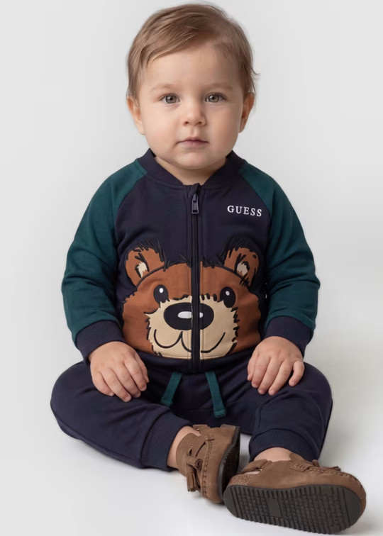 Set 2 Piese Bluza Sport cu Maneca Lunga si Pantaloni Bleumarin pentru Baieti I6YG09 – Guess