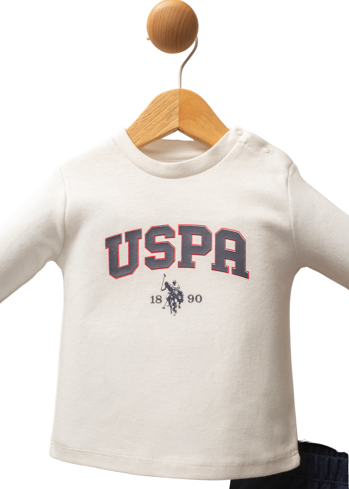 Set 3 Piese Bleumarin Jacheta cu Capse Pantaloni Lungi si Bluza Crem USB2537 Us Polo Assn