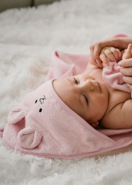 Рушник з рожевим бамбуковим капюшоном 100X100 см 1553/01 BabyOno