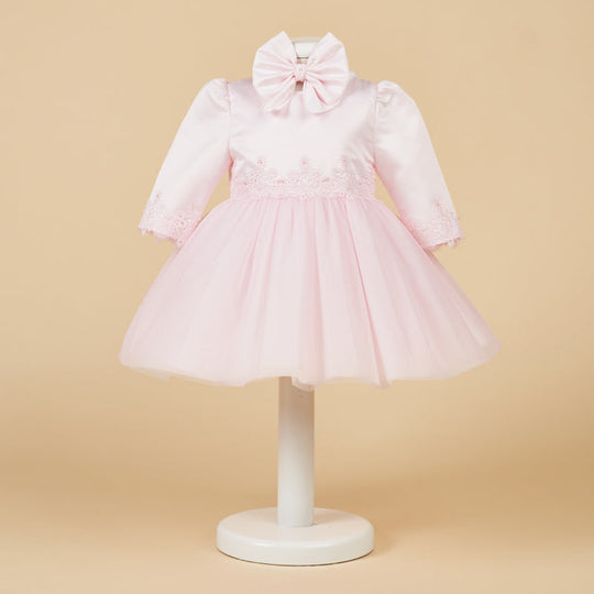 Elegant dress for girls, apple pink, pink lace, AnneBebe