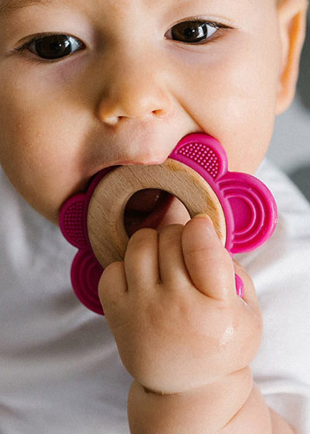 Inel Dentitie Silicon si Lemn Gaina Frez 1075/03 BabyOno - Camera Bebelusului