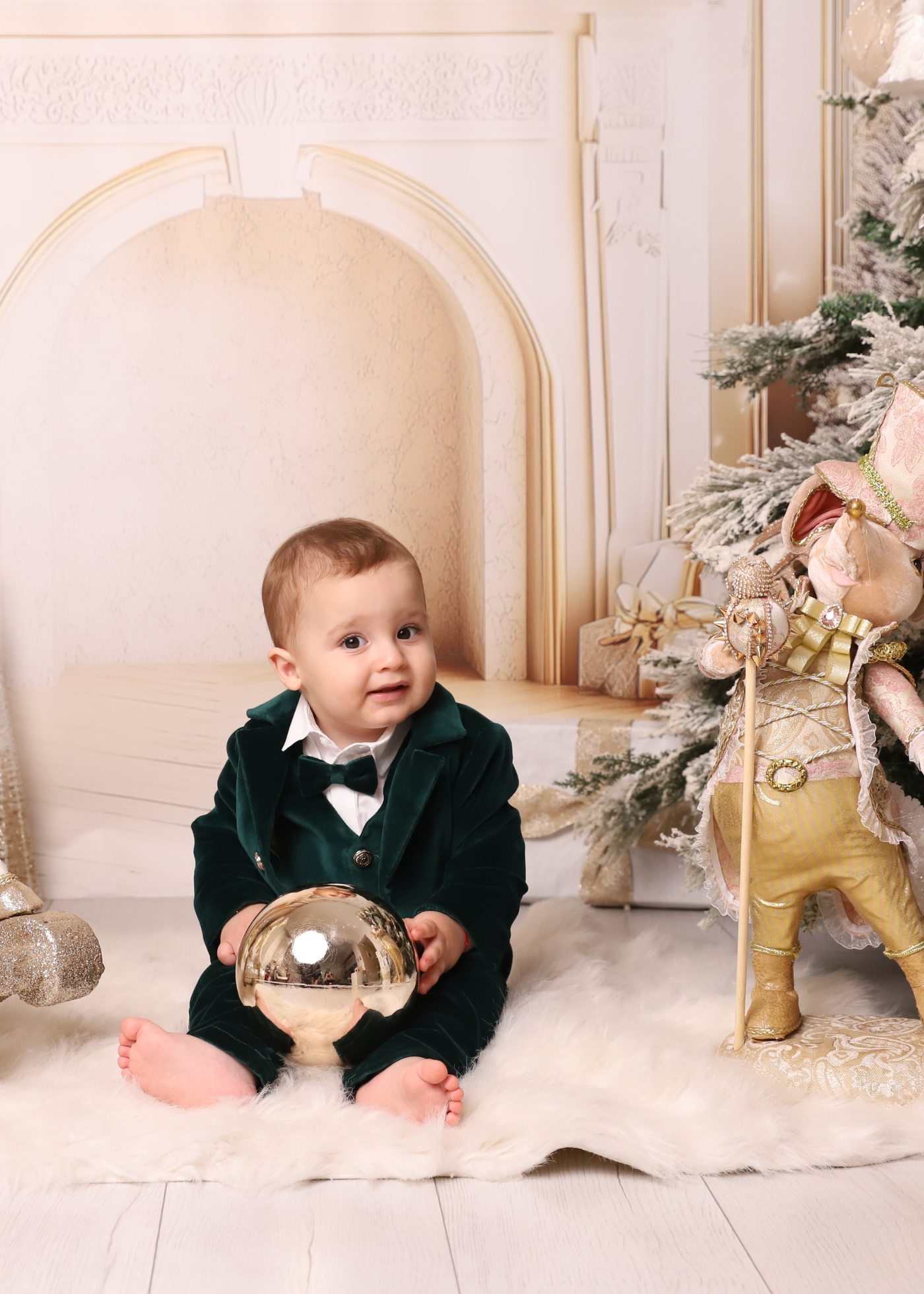 Costum Ayan Catifea Verde AnneBebe