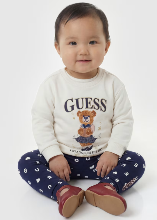 Bluza Sport din Bumbac cu Maneca Lunga Crem K6YQ05 – Guess