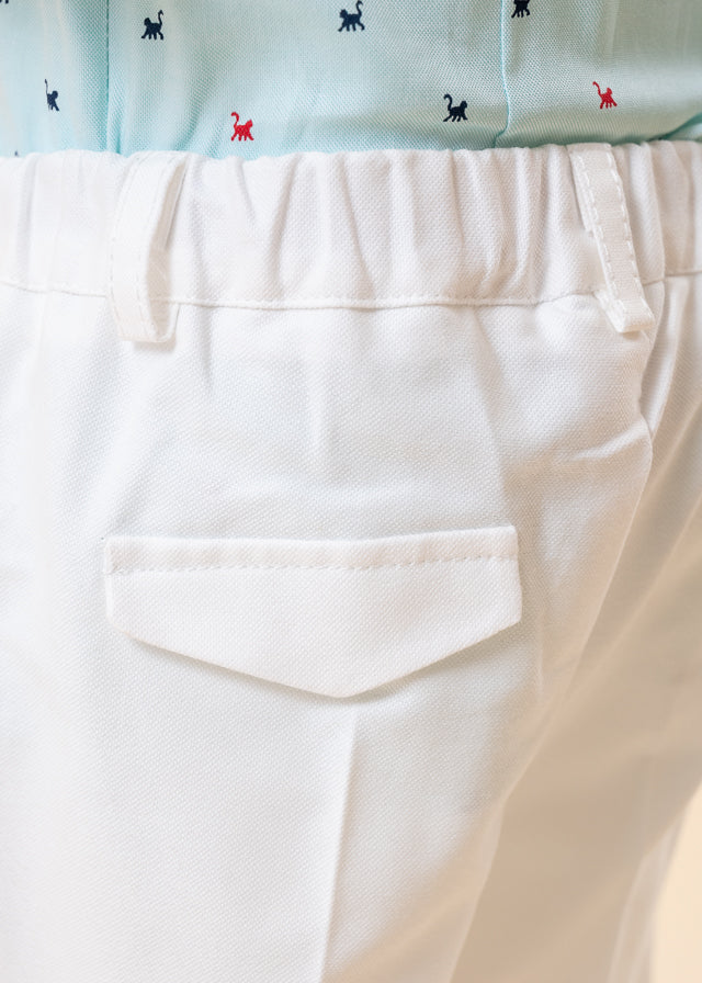 Vernil Shirt Suit Short Pants White