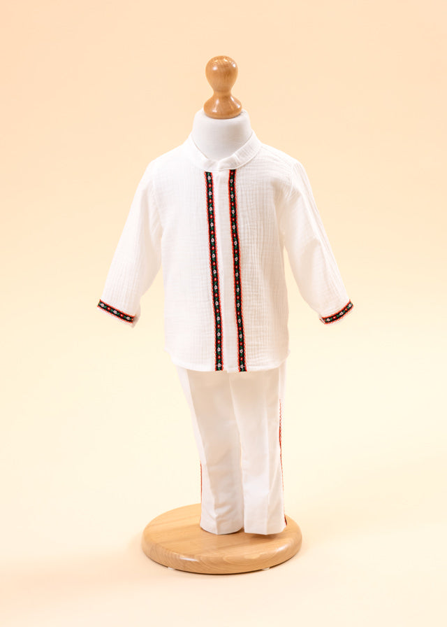 Set Botez Traditional 2 Piese, Costum si Trusou Personalizat AnneBebe