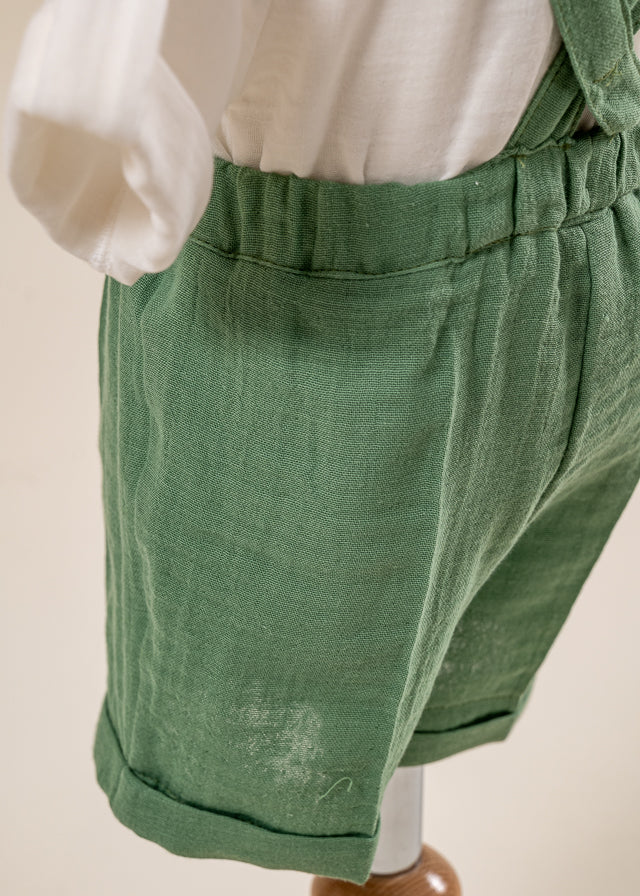 Costum Muselina Camasa Crem Pantalon Verde AnneBebe