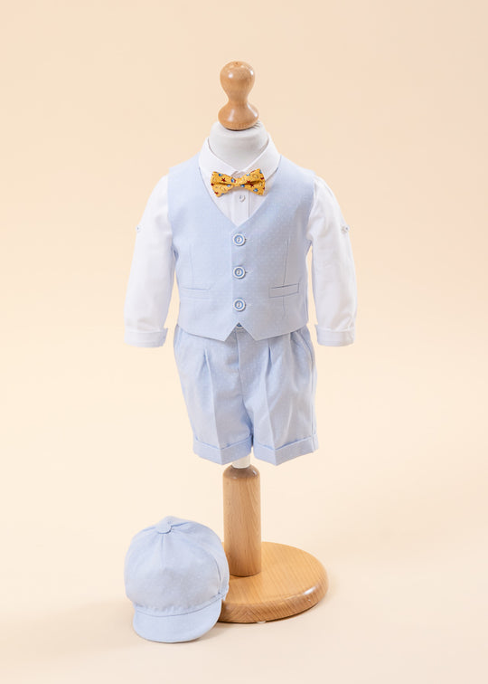 Costum Vladimir Bleu Cu Picouri Elegant Baieti AnneBebe