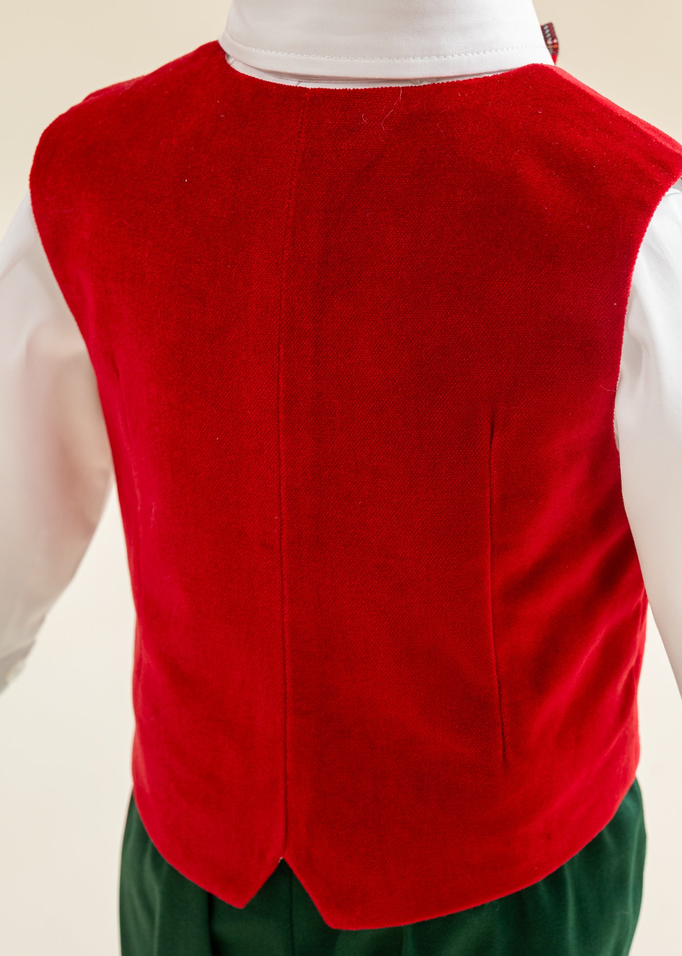 Costum Vesta Raiat Rosu Pantalon Verde AnneBebe