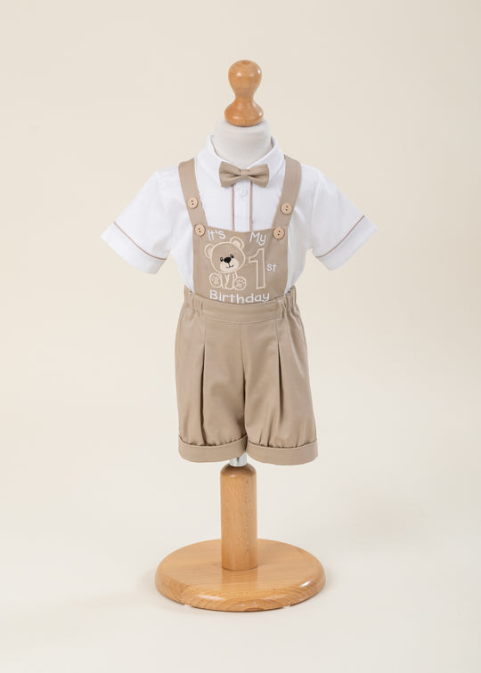 1 Year Birthday Short Beige Suit