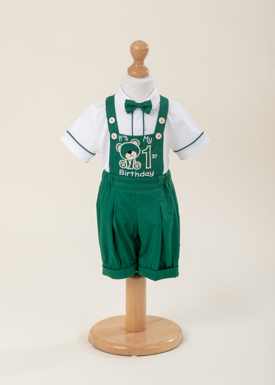 Costum Aniversar 1 An Pantalon Verde Deschis AnneBebe