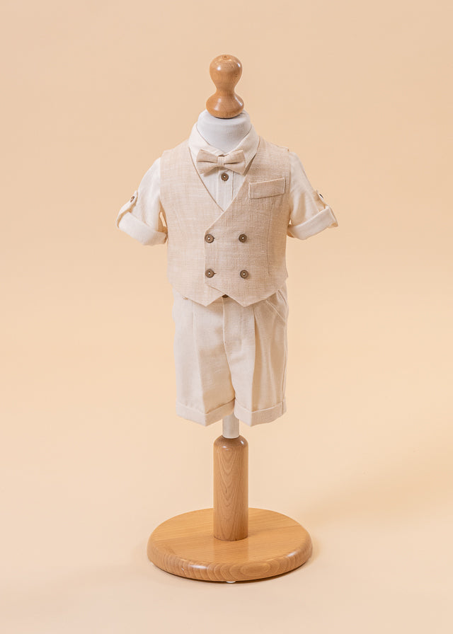 Бежевий костюм-жилет і укорочені штани Capucino