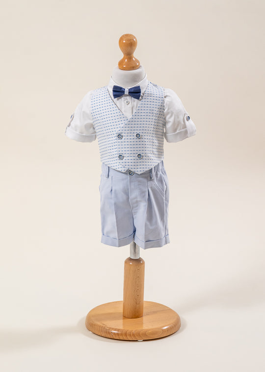 Costum Elegant Eric Vesta Bleu Picouri Pantalon Scurt Bleu AnneBebe