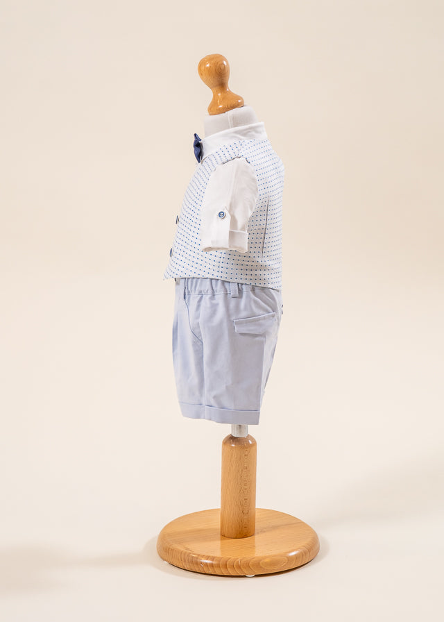 Ерік Елегантний костюм Жилет Сині піке Короткі штани Сині AnneBebe