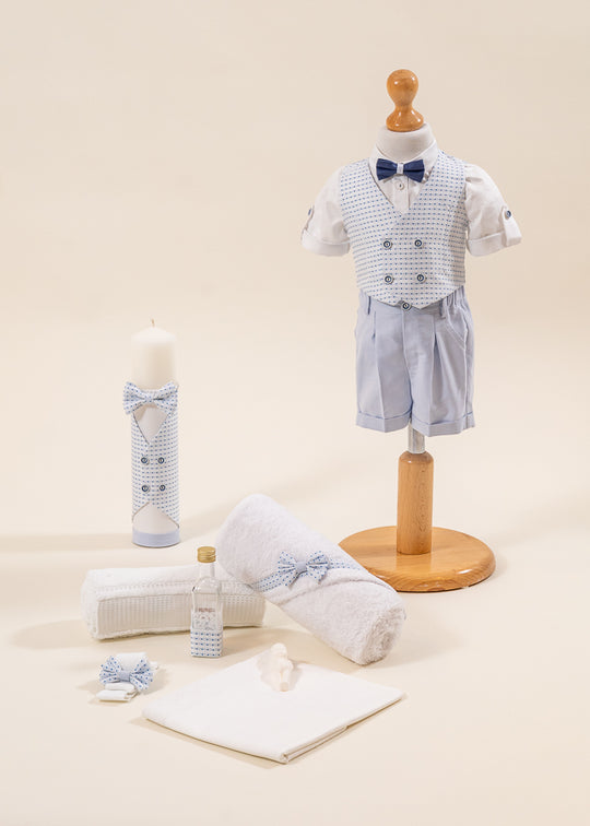 Eric 3 Piece Baptism Set, Suit, Trunk and Candle Personalized Baptism AnneBebe