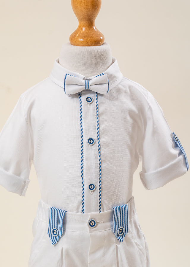 Set Botez Armand 3 Piese, Costum, Trusou si Lumanare Personalizat Botez AnneBebe