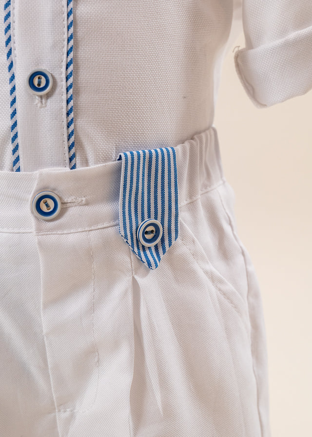 Set Botez Armand 3 Piese, Costum, Trusou si Lumanare Personalizat Botez AnneBebe