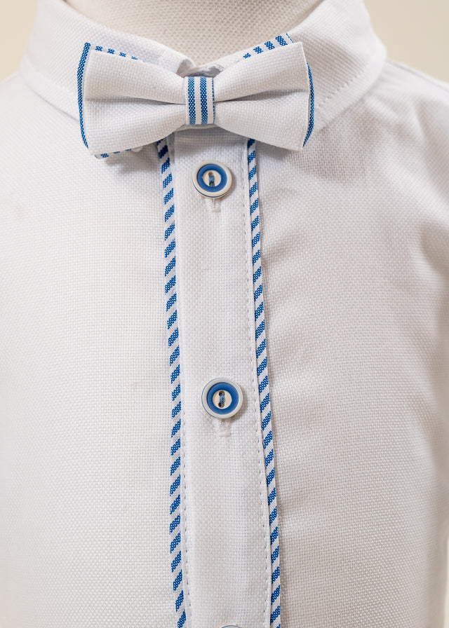 Set Botez Armand 4 Piese, Costum, Trusou, Lumanare si Cufar Personalizat Botez AnneBebe