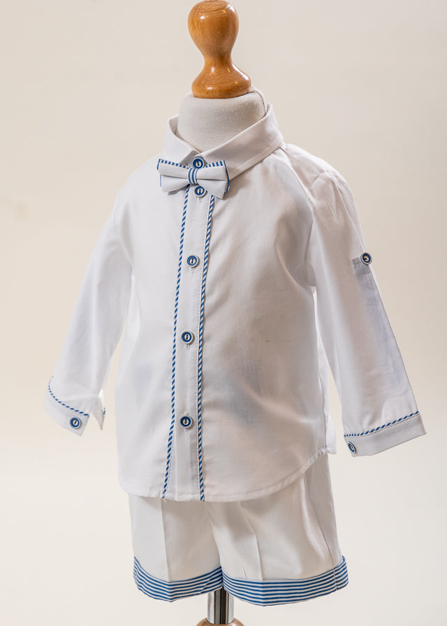 Set Botez Armand 3 Piese, Costum, Trusou si Lumanare Personalizat Botez AnneBebe