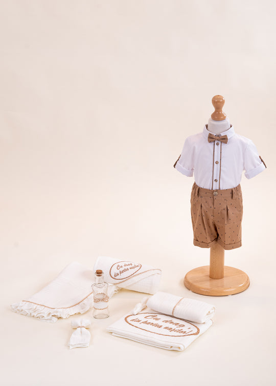 Set Botez Victor 2 Piese Costum si Trusou Personalizat AnneBebe