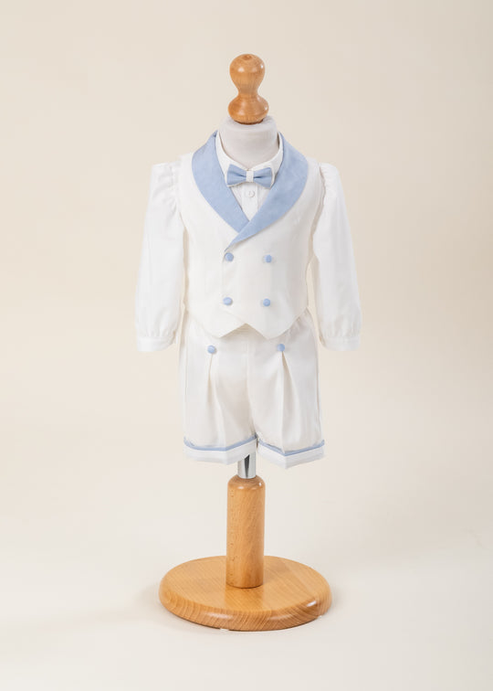 Costum Rene Ivory Vesta Cu Guler Sal Si Nasturi Bleu AnneBebe
