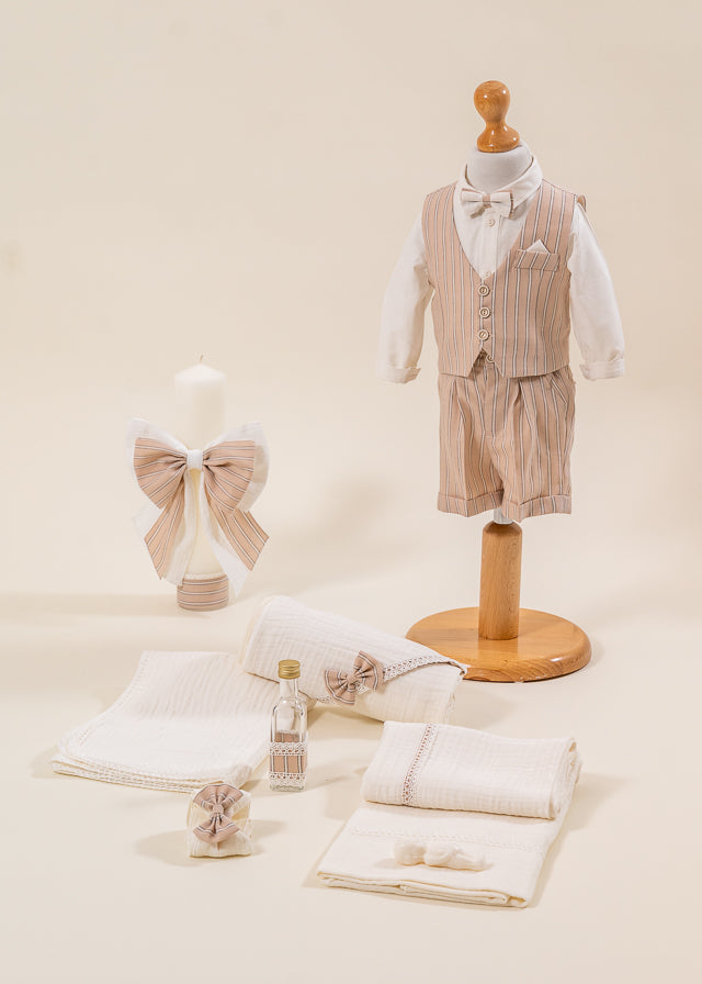 Set Botez  Dan 3 Piese   Costum Trusou Lumanare  Personalizat Botez AnneBebe
