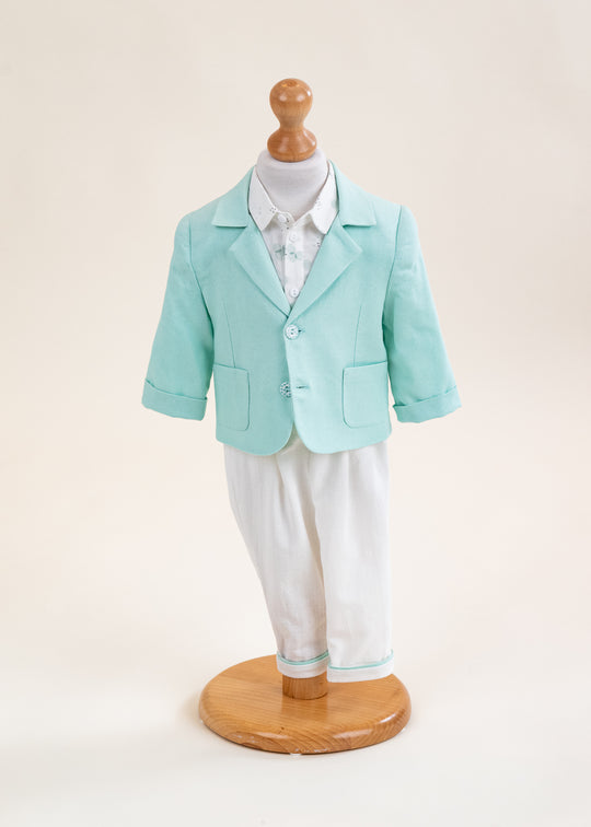 Costum Tiberiu Sacou Vernil Pantalon Crem AnneBebe