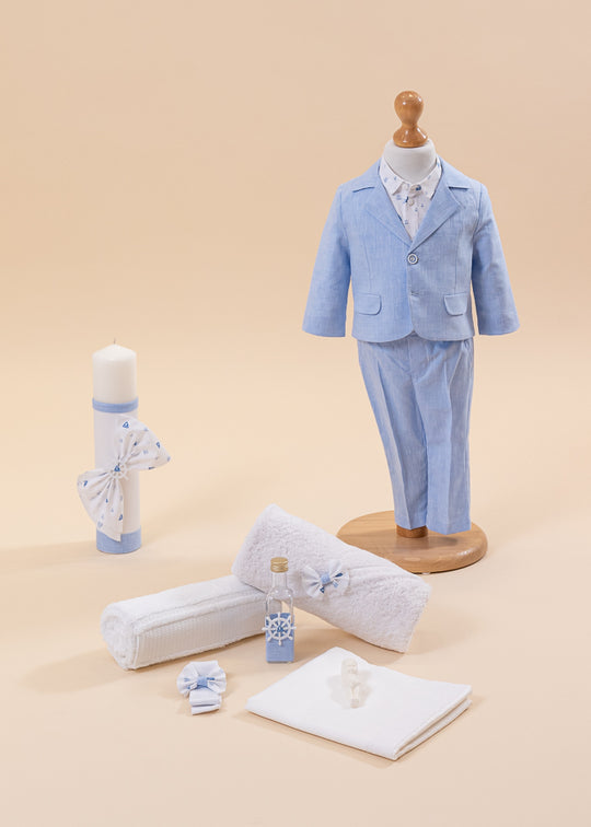 Alin Baptism Set 3 Pieces, Costume, Suit and Candle Personalized AnneBebe