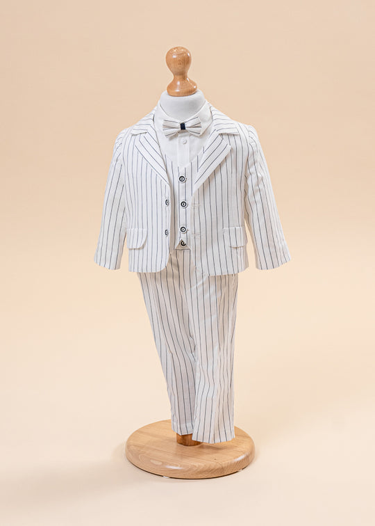 Elegant Suit Jacket And Pants Cream Fine Stripes AnneBebe