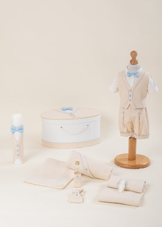 Kevin Baptism Set 4 Pieces Suit Christening Kit Candle and Personalized Chest AnneBebe