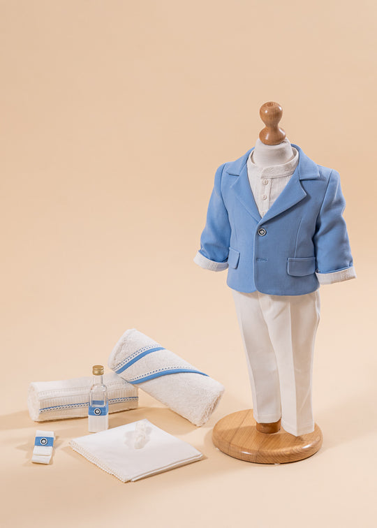 Set Botez Toma 2 Piese Costum si Trusou Personalizat AnneBebe